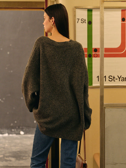 Suéter Oversize Con Cuello En V Y Hombros Caídos Para Mujer | Ideal Para Uso Diario Y Salidas Informales