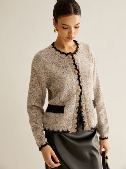 Cárdigan con Textura Tipo Tweed y Botones Frontales para Mujer | Ideal para Uso Diario