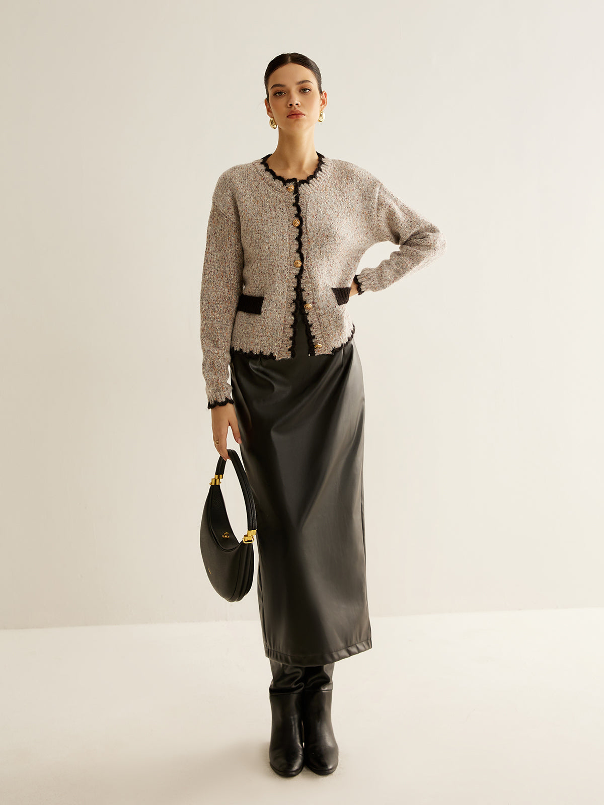 Cárdigan con Textura Tipo Tweed y Botones Frontales para Mujer | Ideal para Uso Diario