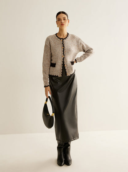 Cárdigan con Textura Tipo Tweed y Botones Frontales para Mujer | Ideal para Uso Diario