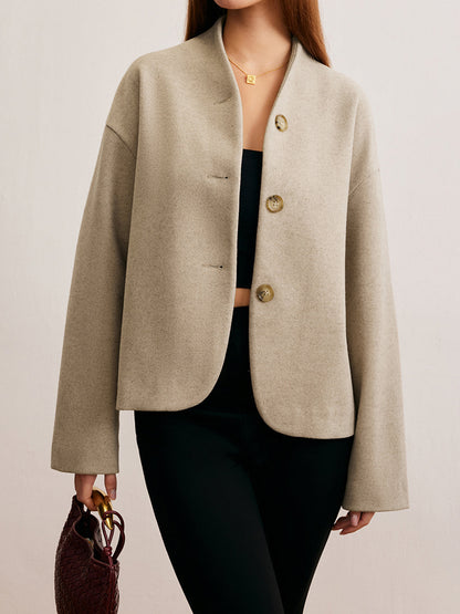 Chaqueta Corta Con Cierre De Tres Botones Y Cuello Estilo Oficial Para Mujer | Ideal Para Entretiempo Y Uso Diario