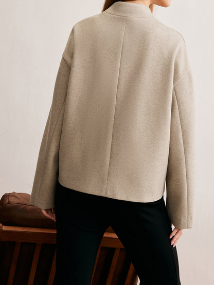 Chaqueta Corta Con Cierre De Tres Botones Y Cuello Estilo Oficial Para Mujer | Ideal Para Entretiempo Y Uso Diario