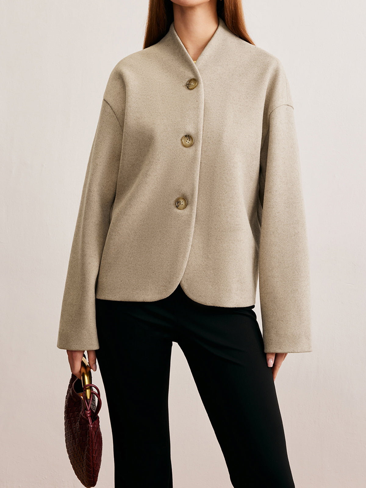Chaqueta Corta Con Cierre De Tres Botones Y Cuello Estilo Oficial Para Mujer | Ideal Para Entretiempo Y Uso Diario