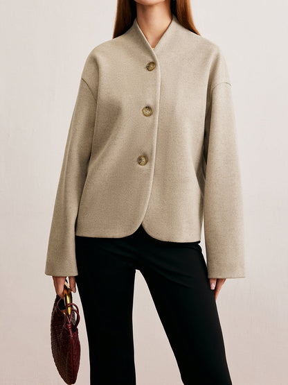 Chaqueta Corta Con Cierre De Tres Botones Y Cuello Estilo Oficial Para Mujer | Ideal Para Entretiempo Y Uso Diario