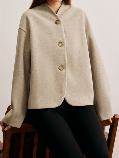 Chaqueta Corta Con Cierre De Tres Botones Y Cuello Estilo Oficial Para Mujer | Ideal Para Entretiempo Y Uso Diario