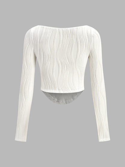 Top con Cuello Cuadrado y Relieve Vertical para Mujer | Ideal para Uso Diario y Diferentes Ocasiones