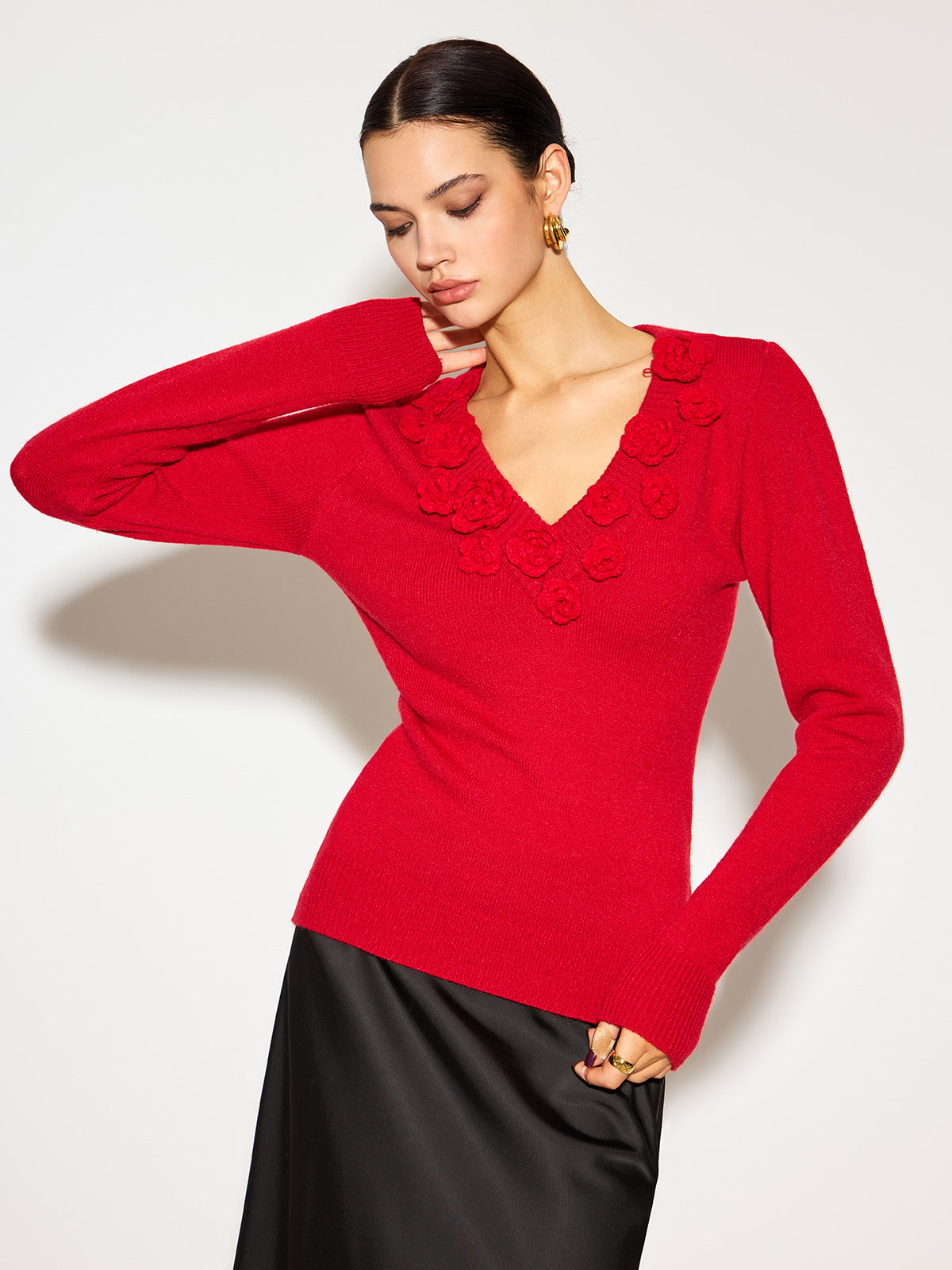 Jersey Con Cuello En V Y Flores En Relieve Para Adultos | Ideal Para Uso Diario E Informal
