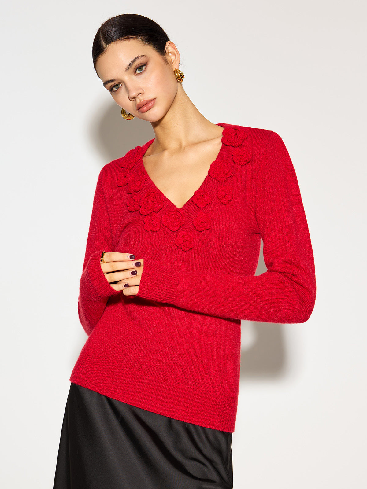 Jersey Con Cuello En V Y Flores En Relieve Para Adultos | Ideal Para Uso Diario E Informal