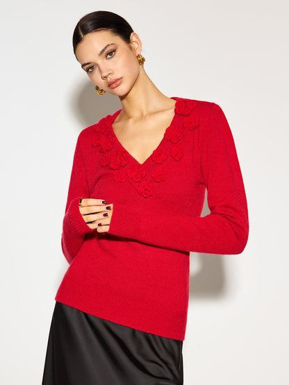Jersey Con Cuello En V Y Flores En Relieve Para Adultos | Ideal Para Uso Diario E Informal