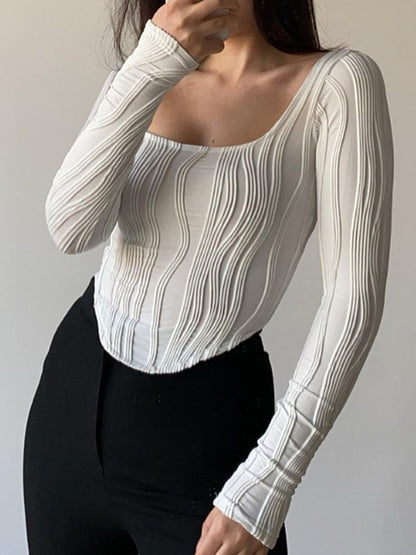 Top con Cuello Cuadrado y Relieve Vertical para Mujer | Ideal para Uso Diario y Diferentes Ocasiones