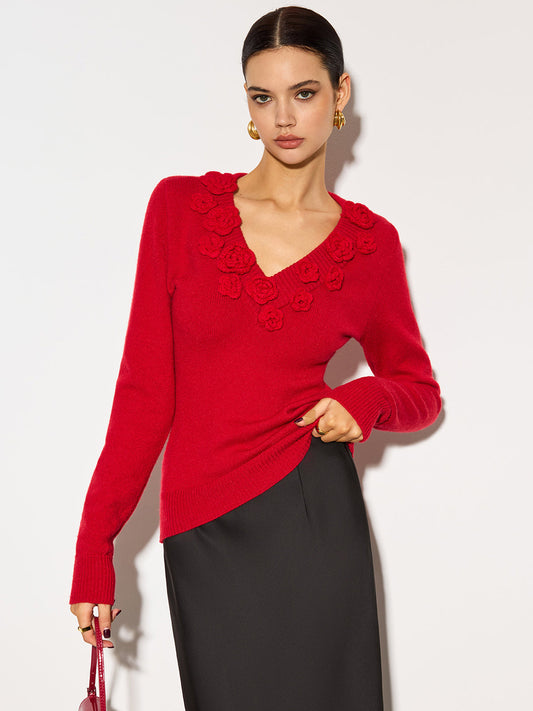 Jersey Con Cuello En V Y Flores En Relieve Para Adultos | Ideal Para Uso Diario E Informal