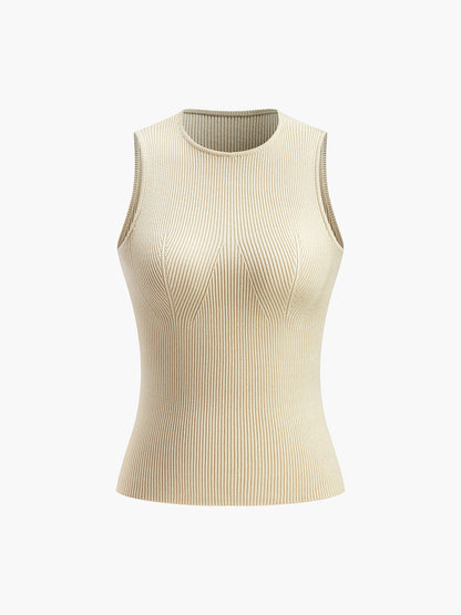 Top Sin Mangas Con Cuello Redondo Y Textura Acanalada Para Mujer | Ideal Para Uso Diario Y Oficina