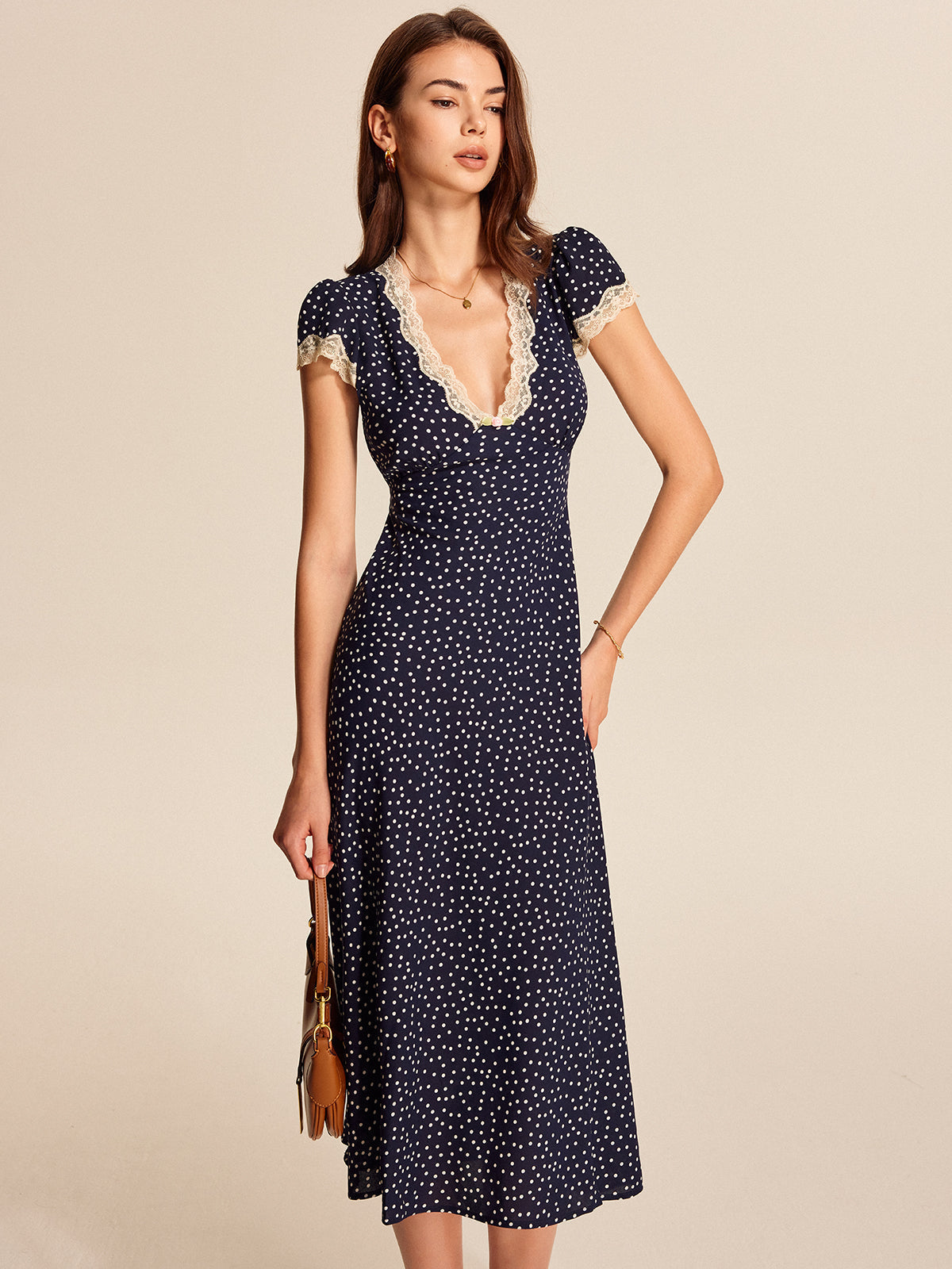 Vestido Midi con Estampado de Lunares para Mujer | Ideal para Salidas de Verano y Citas de Día