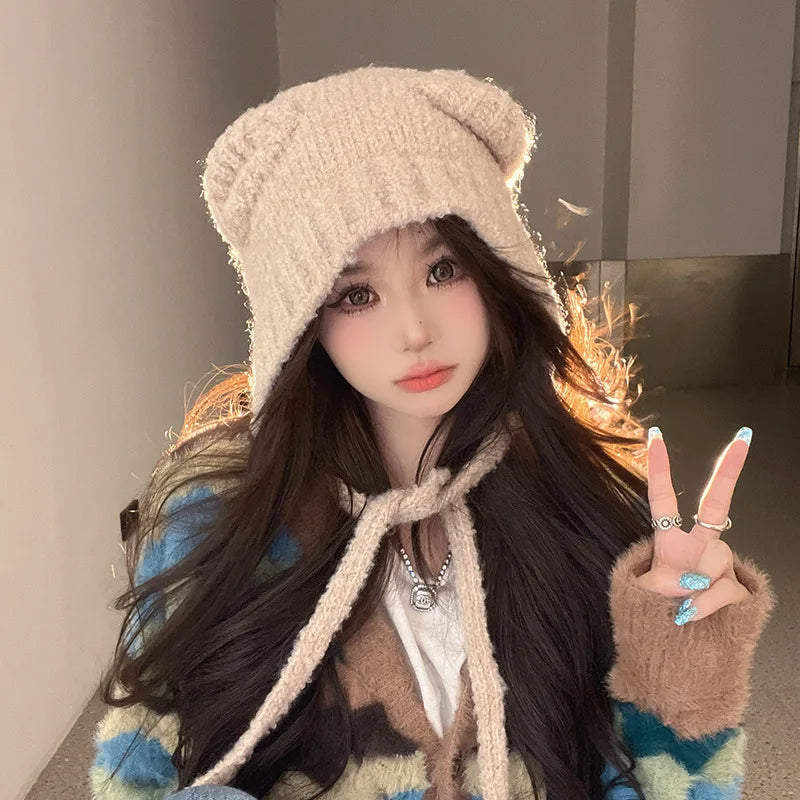 Gorro Tipo Beanie Con Diseño De Oso Para Adultos | Ideal Para Uso Diario En Temporadas Frías