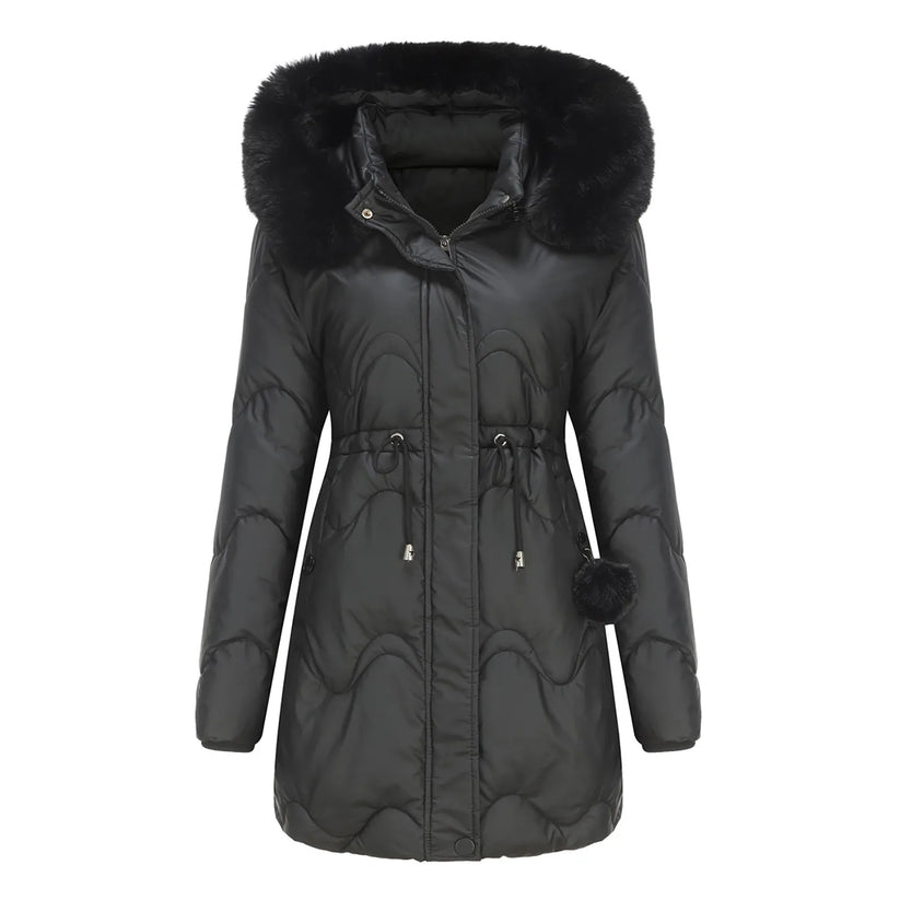 Abrigo De Invierno Acolchado Con Cuello Voluminoso Para Mujer | Ideal Para Temporada Fría