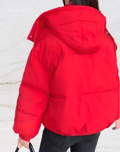 Chaqueta Acolchada Con Capucha Y Cuello Alto Para Mujer | Ideal Para Uso Diario En Invierno
