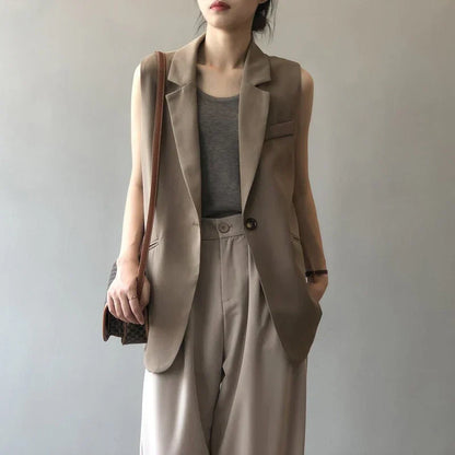 Blazer sin Mangas con Cierre Frontal para Mujer | Ideal para Uso Profesional y Diario