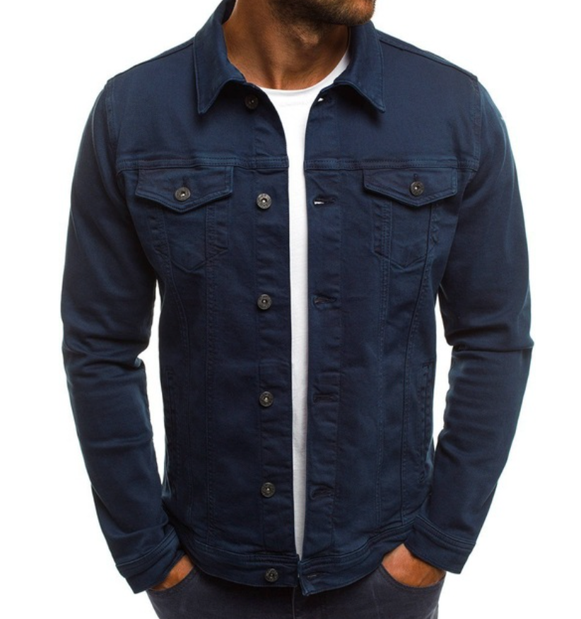 Chaqueta Vaquera con Cierre de Botones y Corte Recto para Hombre | Ideal para Uso Diario