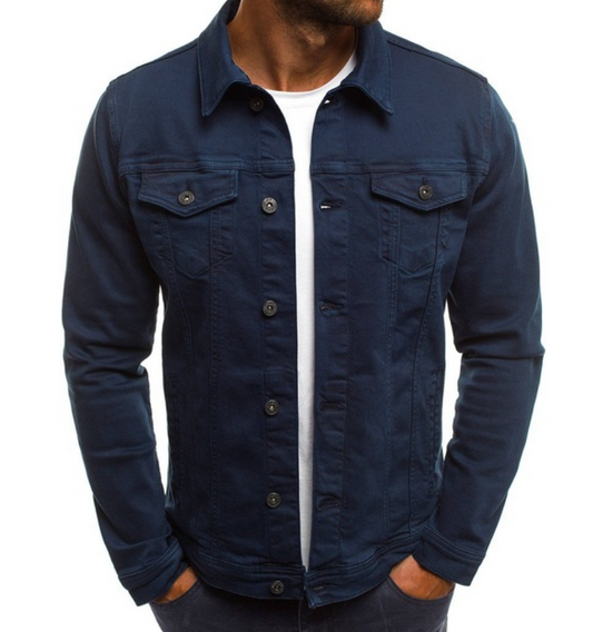 Chaqueta Vaquera con Cierre de Botones y Corte Recto para Hombre | Ideal para Uso Diario