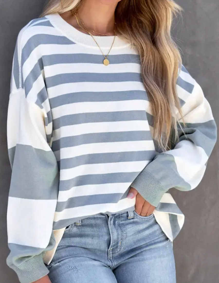 Jersey De Rayas De Corte Relajado para Mujer | Ideal para Uso Diario En Entretiempo