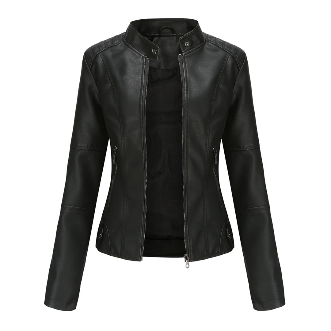 Chaqueta Corta con Cremallera Frontal y Cuello con Broches para Mujer | Ideal para la Media Estación