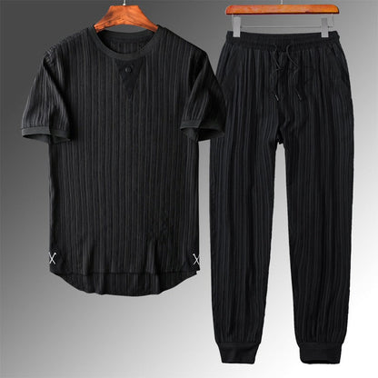 Conjunto Dos Piezas Para Hombre Con Camisa De Manga Corta Y Pantalón | Ideal Para Verano