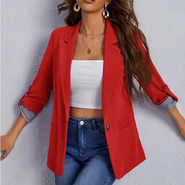 Blazer de Corte Relajado con Mangas Largas Remangables para Personas Adultas | Ideal para Uso Profesional e Informal