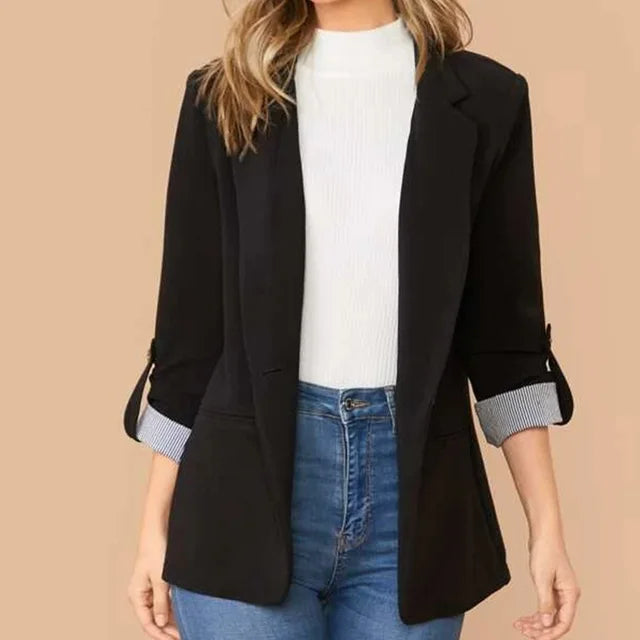 Blazer de Corte Relajado con Mangas Largas Remangables para Personas Adultas | Ideal para Uso Profesional e Informal