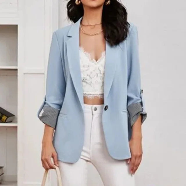 Blazer de Corte Relajado con Mangas Largas Remangables para Personas Adultas | Ideal para Uso Profesional e Informal