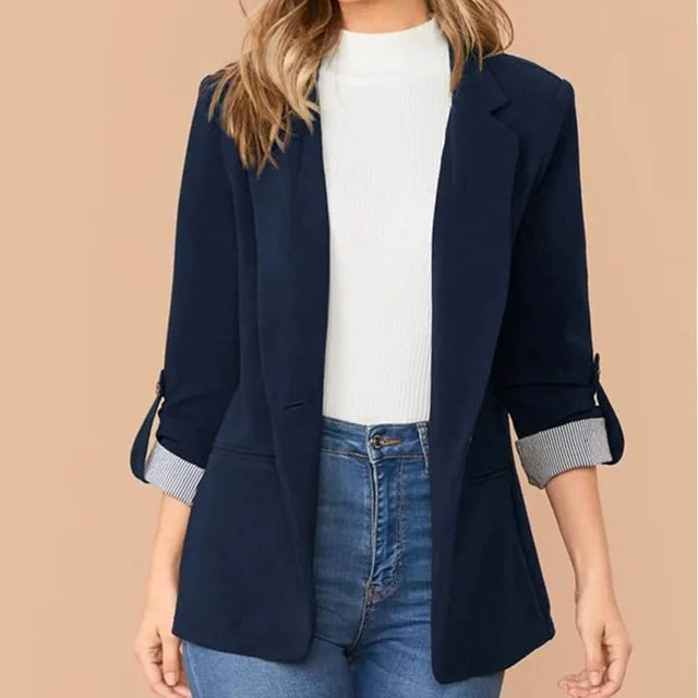 Blazer de Corte Relajado con Mangas Largas Remangables para Personas Adultas | Ideal para Uso Profesional e Informal