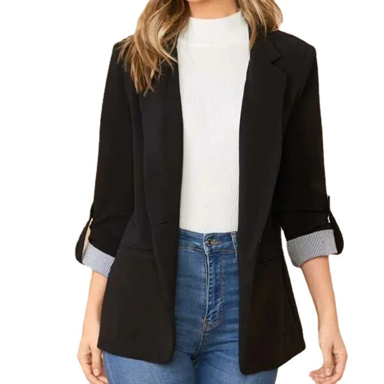 Blazer de Corte Relajado con Mangas Largas Remangables para Personas Adultas | Ideal para Uso Profesional e Informal