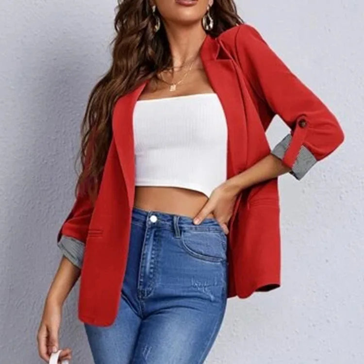 Blazer de Corte Relajado con Mangas Largas Remangables para Personas Adultas | Ideal para Uso Profesional e Informal