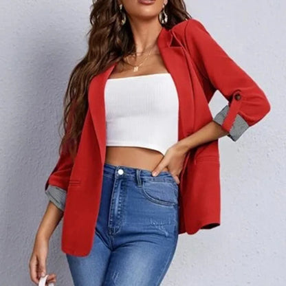 Blazer de Corte Relajado con Mangas Largas Remangables para Personas Adultas | Ideal para Uso Profesional e Informal