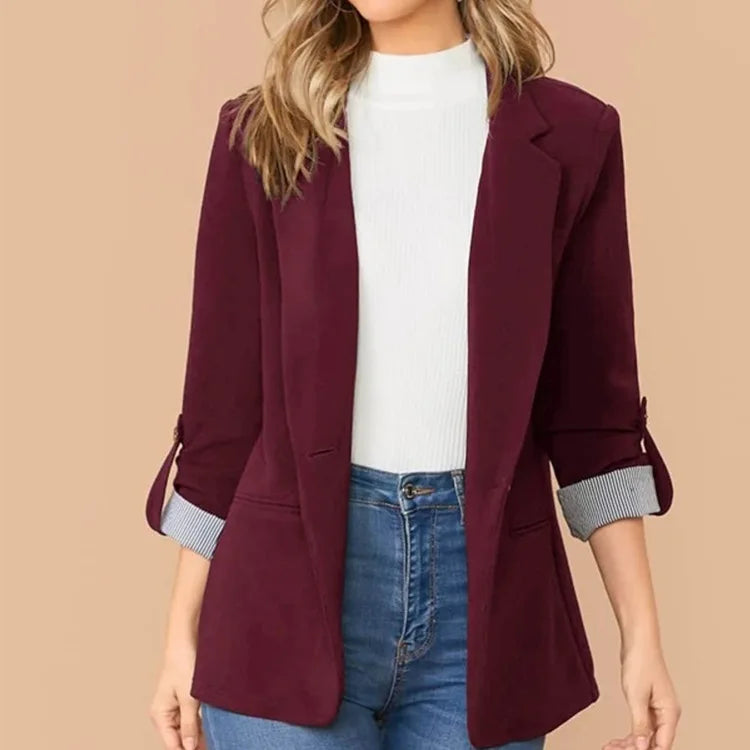 Blazer de Corte Relajado con Mangas Largas Remangables para Personas Adultas | Ideal para Uso Profesional e Informal
