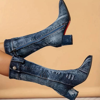 Botas Con Tacón Medio Y Cierre De Cremallera Para Mujer | Ideal Para Uso Diario