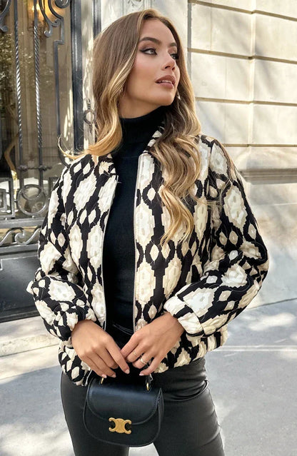 Chaqueta Bomber Con Diseño Estampado Para Mujer | Ideal Para Media Estación