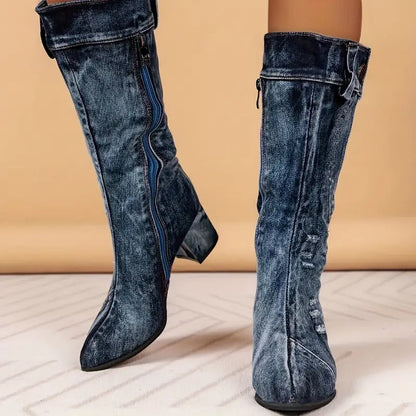 Botas Con Tacón Medio Y Cierre De Cremallera Para Mujer | Ideal Para Uso Diario