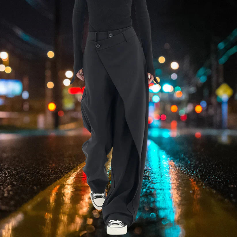 Pantalón Ancho Asimétrico para Mujer | Ideal para Trabajo y Salidas