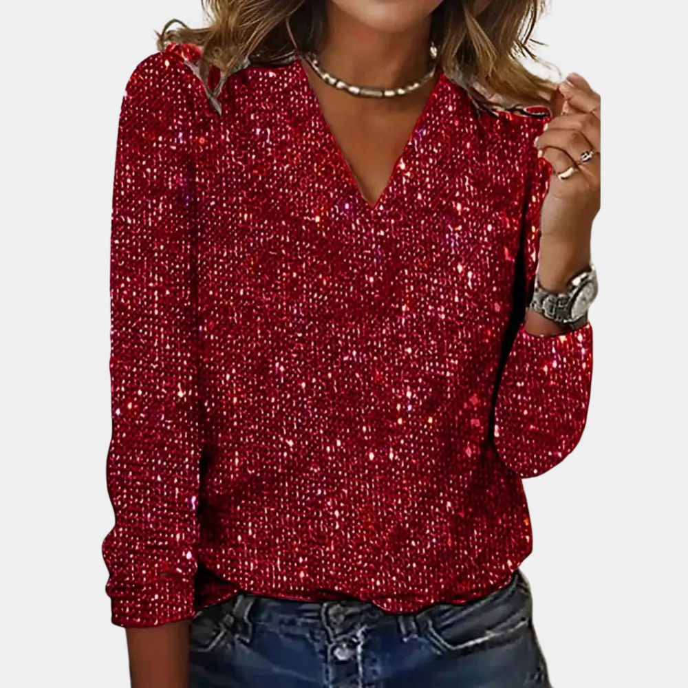 Top Con Detalles Decorativos Y Escote En V Para Mujer | Ideal Para Ocasiones Especiales
