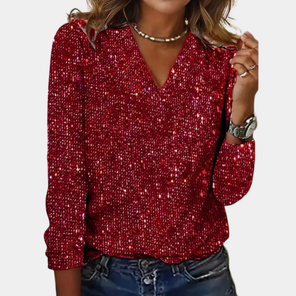 Top Con Detalles Decorativos Y Escote En V Para Mujer | Ideal Para Ocasiones Especiales