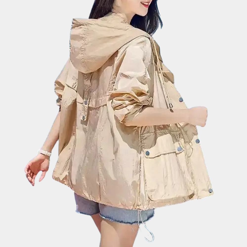 Chaqueta Blanca Ligeramente Oversize Con Capucha Integrada Para Mujer | Ideal Para Uso Diario Y Actividades Al Aire Libre
