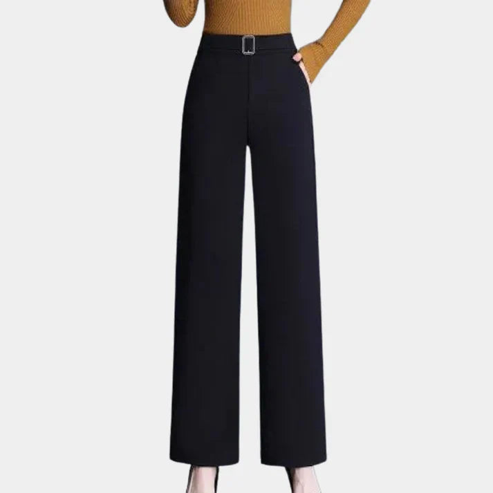 Pantalón De Corte Recto Y Pierna Ancha Con Cintura Alta Para Mujer | Ideal Para Uso Diario