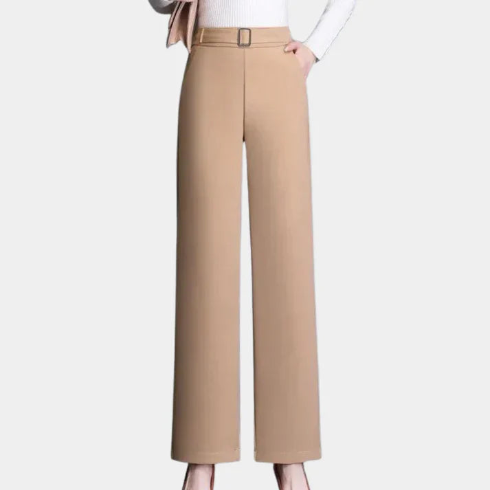 Pantalón De Corte Recto Y Pierna Ancha Con Cintura Alta Para Mujer | Ideal Para Uso Diario