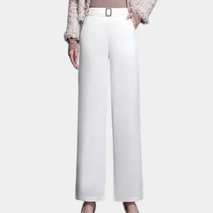 Pantalón De Corte Recto Y Pierna Ancha Con Cintura Alta Para Mujer | Ideal Para Uso Diario