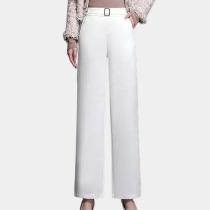 Pantalón De Corte Recto Y Pierna Ancha Con Cintura Alta Para Mujer | Ideal Para Uso Diario