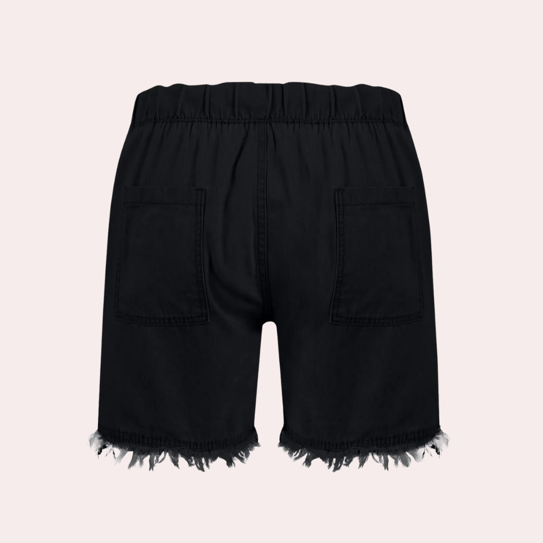 Short Con Cintura Elástica Y Acabados Con Flecos Para Mujer | Ideal Para Días Cálidos