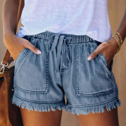 Short Con Cintura Elástica Y Acabados Con Flecos Para Mujer | Ideal Para Días Cálidos