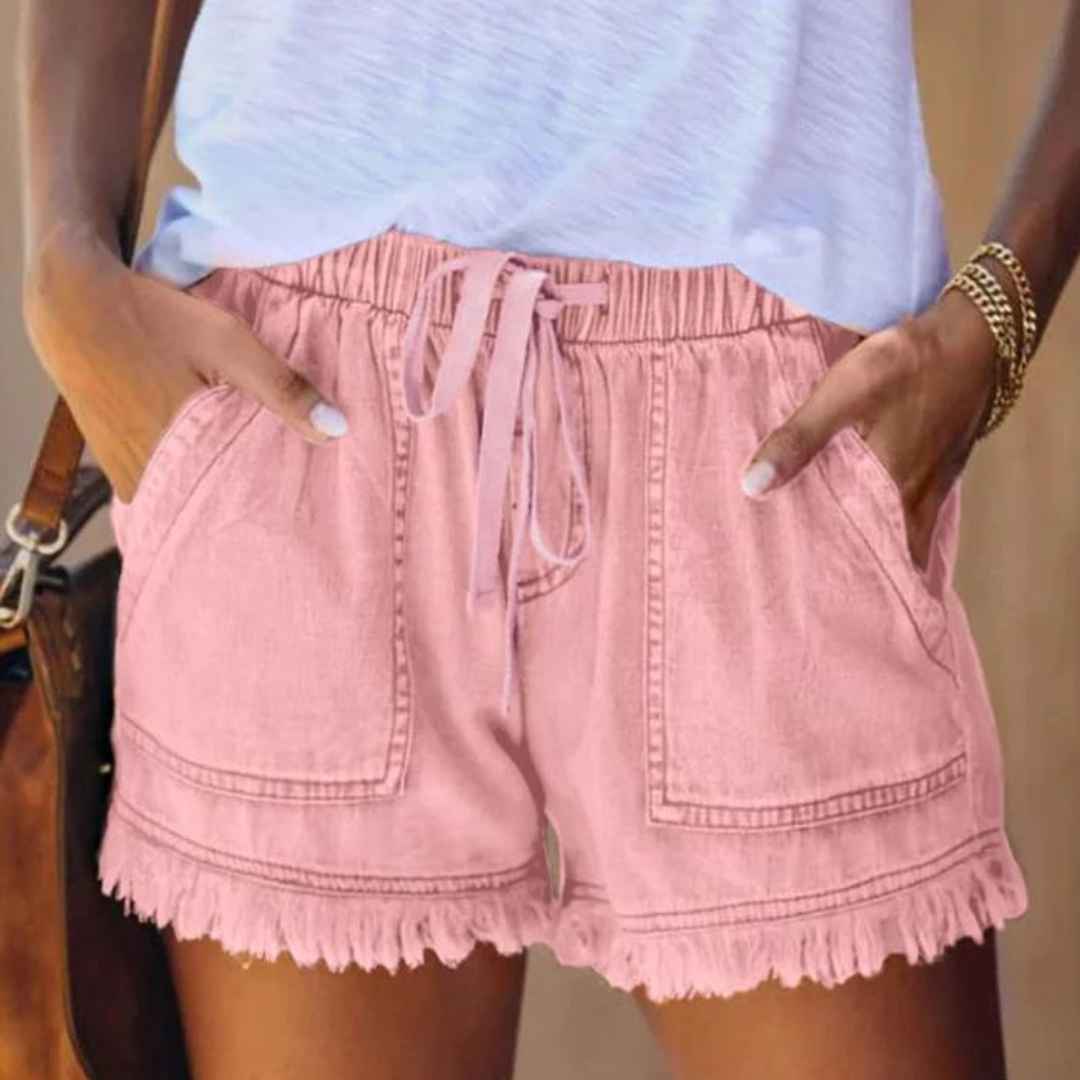 Short Con Cintura Elástica Y Acabados Con Flecos Para Mujer | Ideal Para Días Cálidos