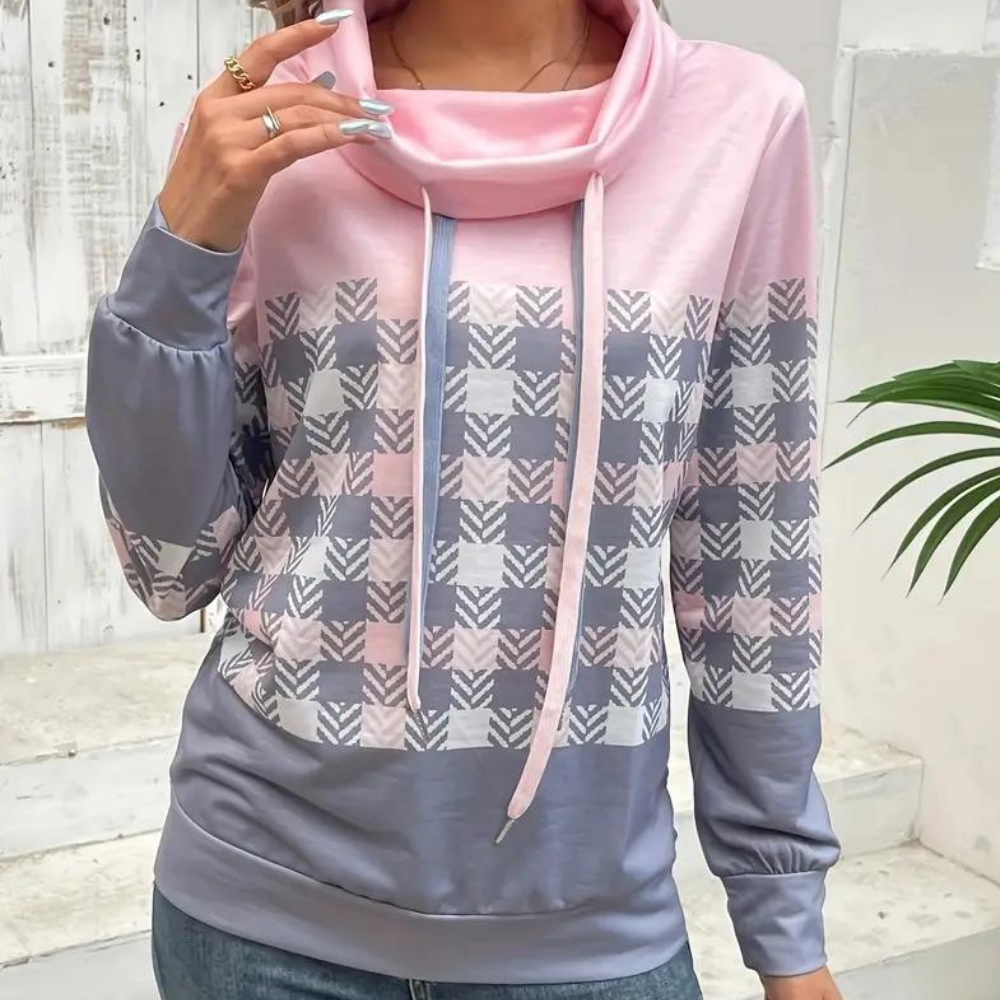 Sudadera con Capucha y Estampado a Cuadros para Mujer | Ideal para Uso Diario en Media Estación