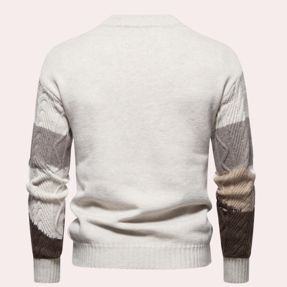 Jersey de Manga Larga con Cuello Redondo y Motivo Tricotado para Hombre | Ideal para Uso Diario y Casual